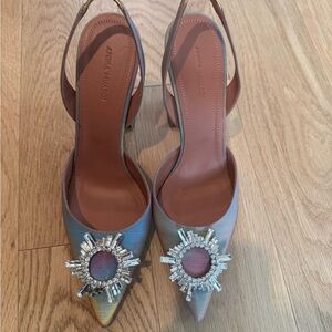 Amina Muaddi Hologram multi color sling pumps size 41